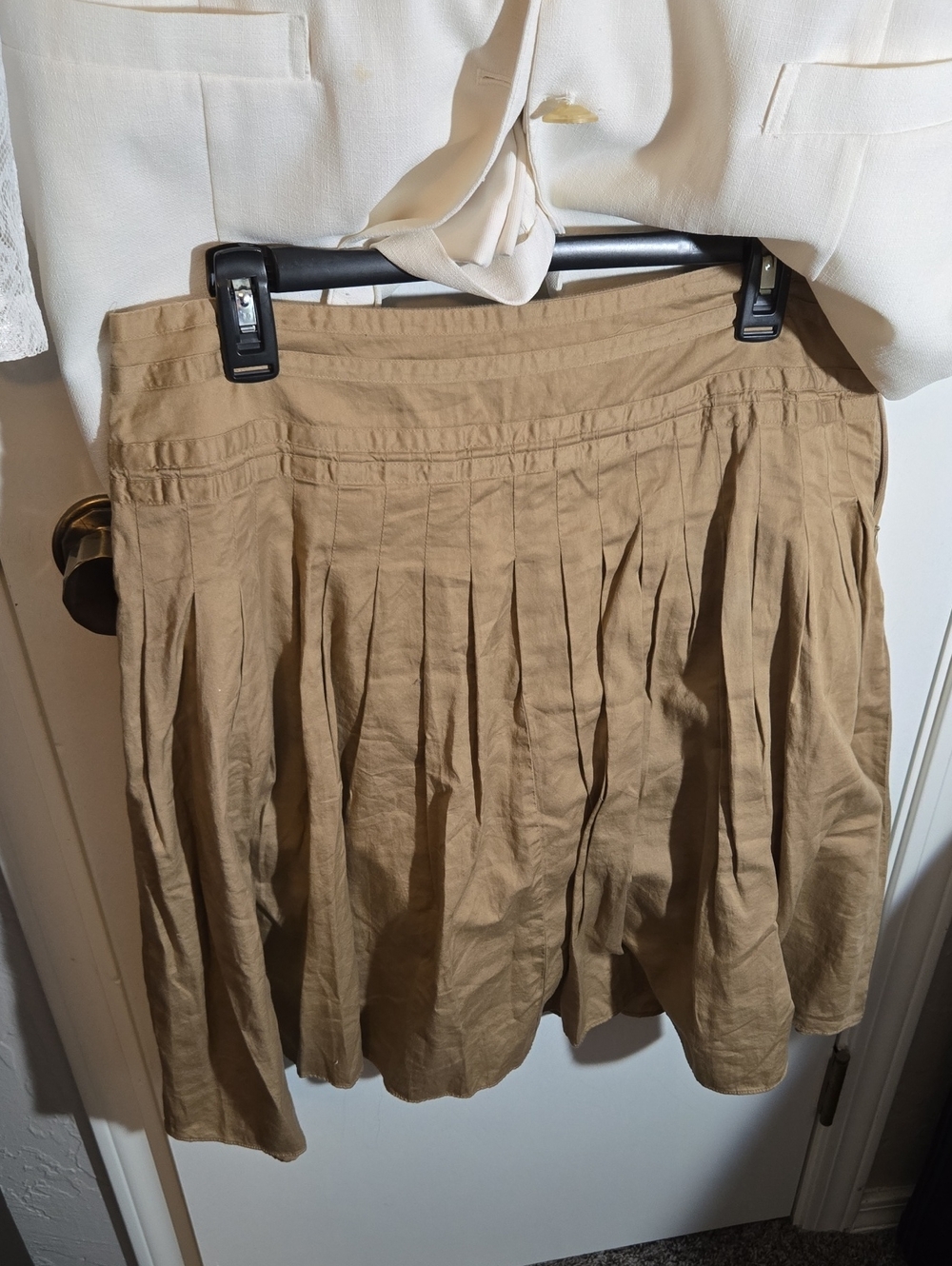 American Living Tan Pleated Cotton Skirt